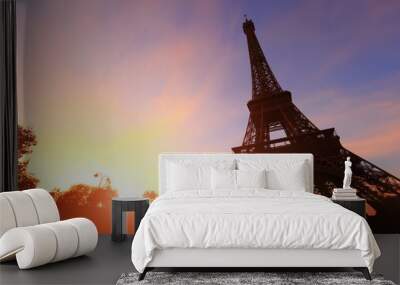 silhouette of eiffel tower Wall mural