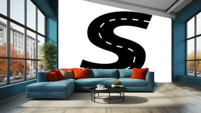 vector asphalt road turn s cartoon Wall mural