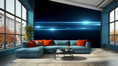 Beautiful light flares. Glowing streaks dark background. Luminous abstract sparkling lined background. .Light effect wallpaper. Elegant style.  Сoncert light Wall mural