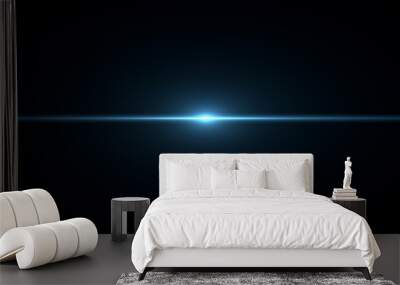 Beautiful light flares. Glowing streaks on dark background Wall mural