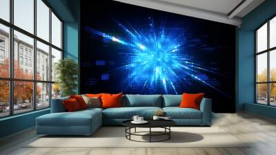 Led Light. luma effect. Future tech. Glare cubes. Digital signal. .Shine grid. Modern big data. Neon flare. Quantum computer net system. Magic code. Grid lines. Vivid frame. Web device. Blocks system. Wall mural