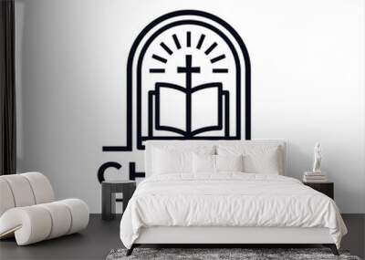 Church Logo design inspiration idea concept with black and white color Wall mural