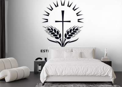 Church Logo design inspiration idea concept with black and white color Wall mural