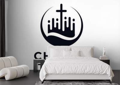 Church Logo design inspiration idea concept with black and white color Wall mural