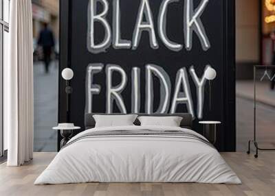 Ad Black friday banner. Holiday Black friday sale poster. Sales holidays frame banner Wall mural