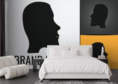 Male face logo silhouette. Face side view of man head. Male head logotype. Boy profile logo Wall mural