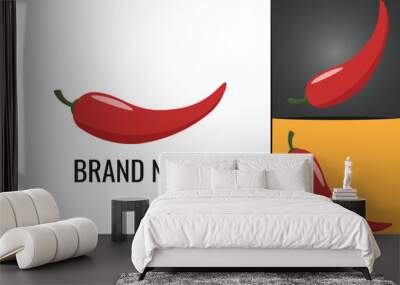 Red hot chili pepper logo. Spicy vegetables chile peppers logotype Wall mural