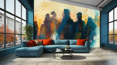 Abstract image of group of people Wall mural