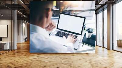 businessman with laptop Wall mural