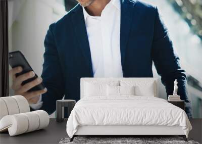 Businessman with smartphone Wall mural