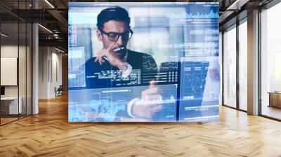 Man working with modern interface Wall mural