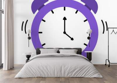 purple ringing alarm clock isolated on white and transparent background. concept of time, watch, timer, alarm, hour, minute, deadline, timeup, ringing, rang, wake up vector illustration Wall mural