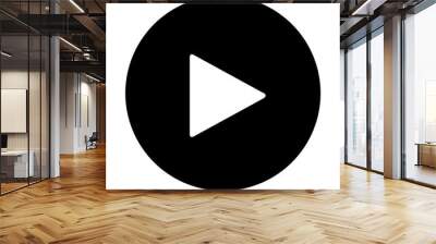 video player button icon isolated on white play music start audio black circle and white color vector illustration Wall mural