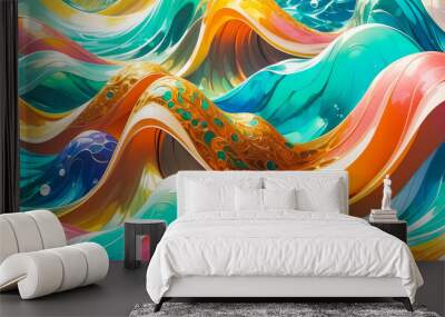 Abstract Colorful Wavy Background Wall mural