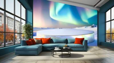 Aurora Borealis  Podium with White Background Wall mural