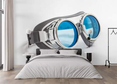 Blue Round Goggles with Grey Straps Wall mural