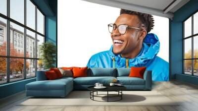 Happy Young Man in Blue Jacket Wall mural