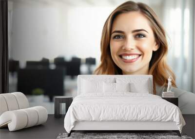 Portrait of a smiling businesswoman in an office Wall mural