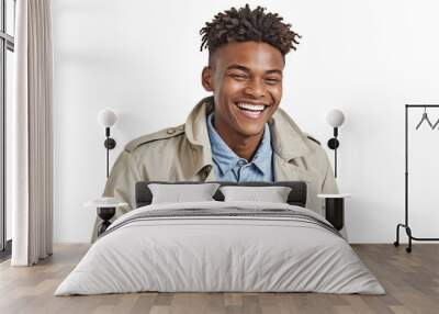 Portrait of a smiling young man with dreadlocks Wall mural