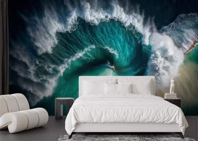 Powerful Breaking Wave in Nazaré Sea - Generative AI Wall mural