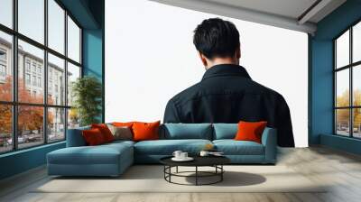 Rear View of Man in Black Shirt Wall mural