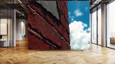 Red brick wall with blue sky background Wall mural