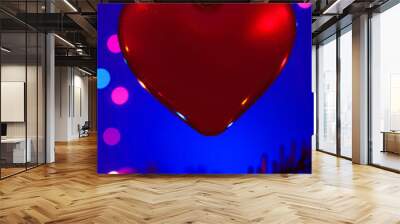 red heart ornament with colorful lights Wall mural