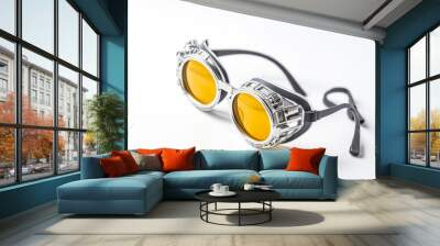 Retro futuristic steampunk goggles with yellow lenses Wall mural