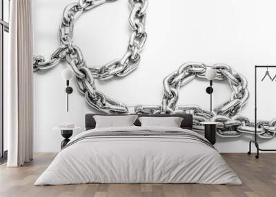 Silver Chain Link on White Background Wall mural