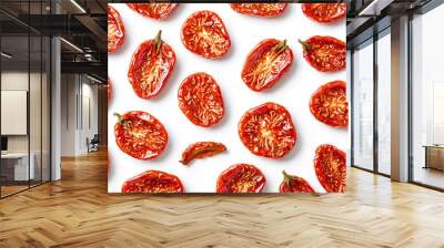 Sun-dried tomatoes isolated on white background Wall mural