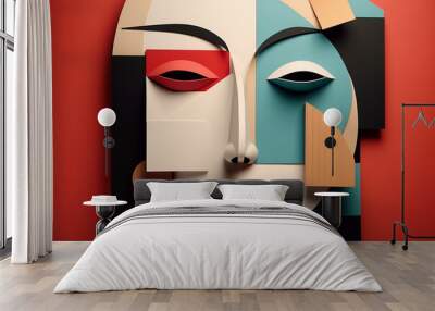 beauty, fine art, fashion concept. abstract modern art collage of woman portrait made of various and Wall mural