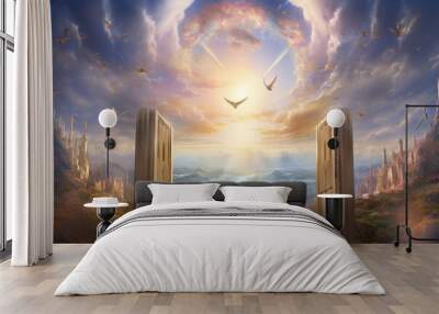 culture and religion concept. surreal illustration of path to heaven. majestic interpretation on hea Wall mural