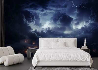 best view city lights with cloud illustration Wall mural