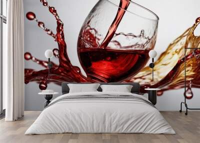 splash wine on a white table in a close-up photo Wall mural