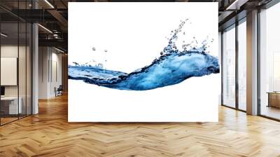 Fresh blue water splash swirl element isolated on a transparent png background. Wall mural