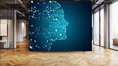 big data and artificial intelligence concept. machine learning and cyber mind domination concept in  Wall mural