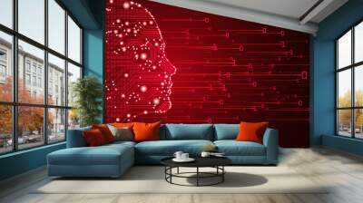 big data and artificial intelligence concept. machine learning and cyber mind domination concept in  Wall mural