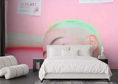 Colorful Japanese E-Girl Aesthetic with Neon Decor – Perfect for Halloween or Anime Day Wall mural