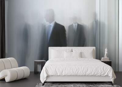 Contemporary Business Professionals in Motion Blur in Modern Office Setting Wall mural