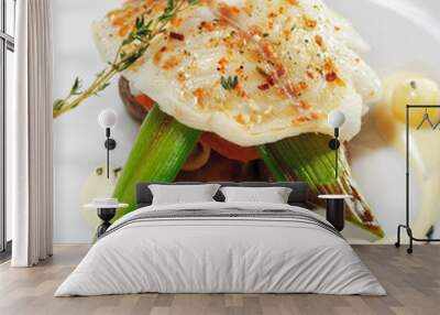 Hot Fish Dishes - Halibut fillet Wall mural