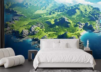 a view of a tropical island. AI generated Wall mural