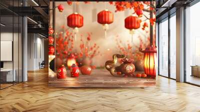 chinese new year decoration, ai generated. Wall mural