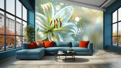 lily panorama with copy space, ai generated. Wall mural