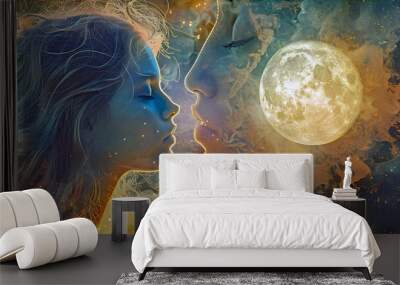 Out-of-body experience woman.AI generated.	 Wall mural