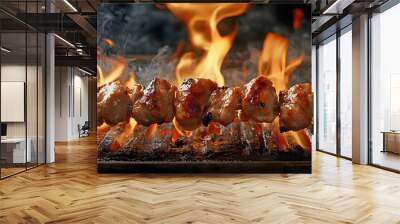 shish kebab on the grill, ai generated. Wall mural