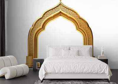 Arabic golden arch isolated on transparent background. 3D render Islam architecture shape for muslim holidays. Design elements door, frame, window. Realistic vector illustration. PNG. Ramadhan. Wall mural