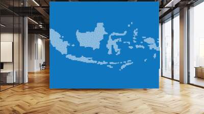 Indonesian map maze style on blue background Wall mural