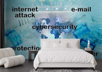 Concept of cyber protection in the online world. Wall mural