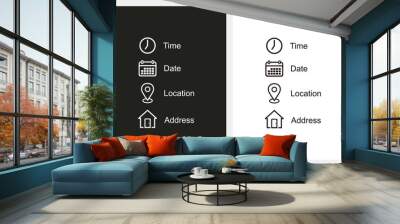 Date Time Location  Address icon symbol Wall mural