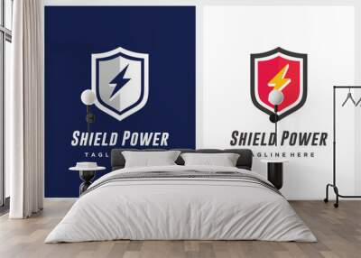 Electric Power Shield Flash symbol logo design vector icon Wall mural